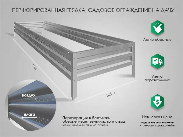Комплект из 3 грядок для теплицы, длина 4 м Комплект из 3 грядок для теплицы, длина 4 м